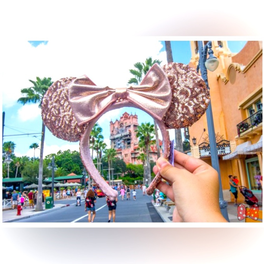 Sequined Minnie Mouse Ear headband for Adult - Rose Gold Authentic DisneyParks